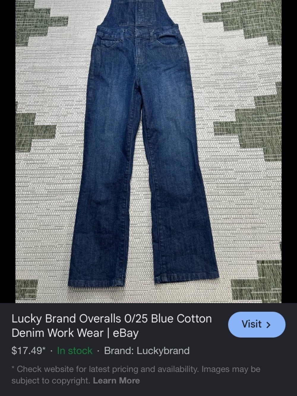 Lucky Brand Dark Blue Denim Women's Overalls size 2 /26 good condition so cute
